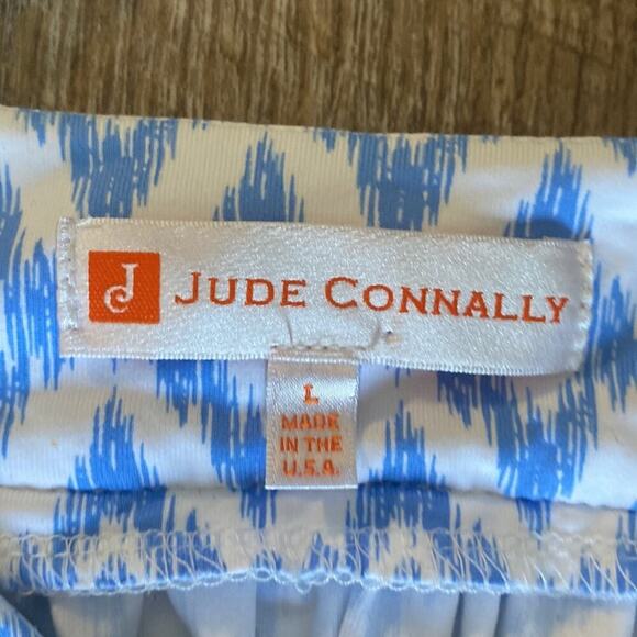 Jude Connally Blue & White Dress Size L (has pockets!) - Picture 2 of 8